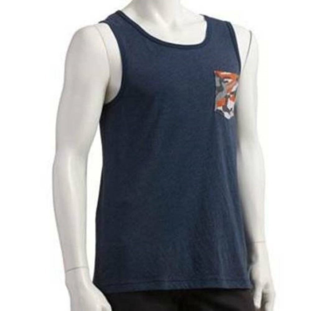 Tony Hawk Tank Top M Mens Blue Camo Pocket V-Neck Muscle Shirt